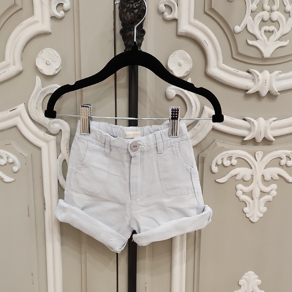 Purebaby Baby Boy Cotton/ Linen Blue Shorts Size 00/ 3 - 6 Months